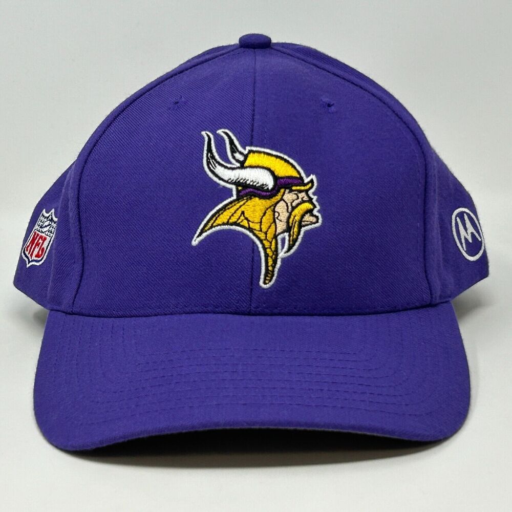 Vintage 90s Minnesota Vikings Hat Baseball Cap Motorola Purple NFL Football
